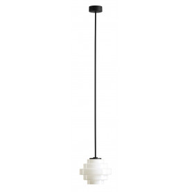 Lampa sufitowa szklana Filo Milky 14cm H101cm mleczne szkło / czarny Aldex