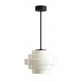Lampa sufitowa szklana Filo Milky 22cm H45cm mleczne szkło / czarny Aldex