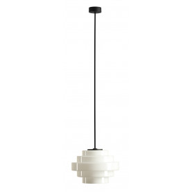 Lampa sufitowa szklana Filo Milky 22cm H105cm mleczne szkło / czarny Aldex