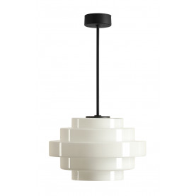 Lampa sufitowa szklana Filo Milky 28cm H48cm mleczne szkło / czarny Aldex