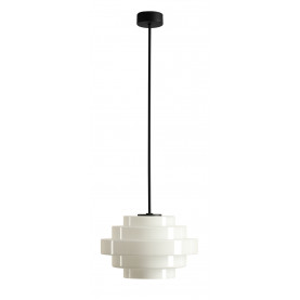 Lampa sufitowa szklana Filo Milky 28cm H78cm mleczne szkło / czarny Aldex