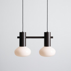Lampa wisząca szklana Flo Mokka II 46cm opal / brązowy Aldex