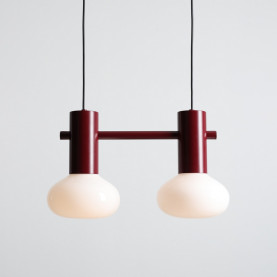 Lampa wisząca szklana Flo Ruby II 46cm opal / bordowy Aldex
