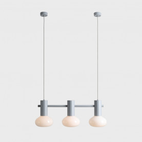 Lampa wisząca szklana Flo Grey III 75cm opal / szary Aldex
