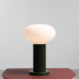 Lampka stołowa szklana Flo Moss 19cm H29cm opal / zielony Aldex