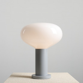 Lampka stołowa szklana Flo Grey 26cm H33cm opal / szary Aldex