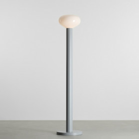 Lampa podłogowa szklana Flo Grey 26cm H138cm opal / szary Aldex