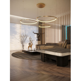Lampa wisząca 3 ringi ściemniane Cayenne LED miedź szczotkowana / różowe złoto MaxLight