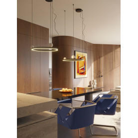 Lampa wisząca ring z kamiennymi kulami Solaris LED 50cm 3000K czarna MaxLight