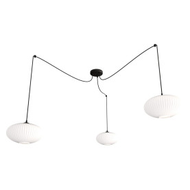 Lampa wisząca szklana potrójna pająk Origo opal Emibig