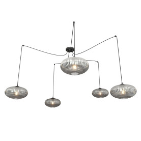 Lampa wisząca szklana 5 punktowa potrójna pająk Origo grafit lustrzany Emibig