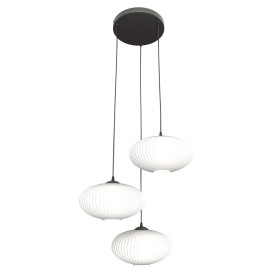 Lampa szklana z ryflowanymi kloszami Coco III Prem 53cm opal Emibig