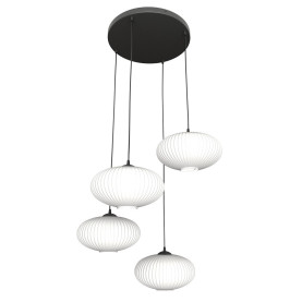 Lampa szklana z ryflowanymi kloszami Coco IV Prem 70cm opal Emibig