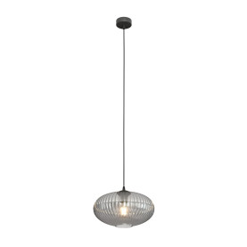 Lampa szklana z ryflowanym kloszem Coco 30cm grafit lustrzany Emibig