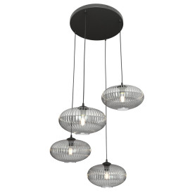 Lampa szklana z ryflowanymi kloszami Coco IV Prem 70cm grafit lustrzany Emibig