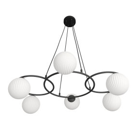Żyrandol szklane kule Libra VI 88cm opal / czarny Emibig