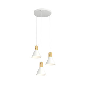 Lampa wisząca 3 stożki Rosa III Prem 30cm biało-złota Emibig