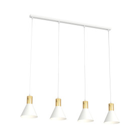 Lampa wisząca 4 stożki na listwie Rosa IV 90cm biało-złota Emibig