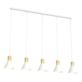 Lampa wisząca 5 stożków na listwie Rosa IV 116cm biało-złota Emibig