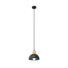 Lampa wisząca metalowa z drewnem Seco 18cm czarna Emibig
