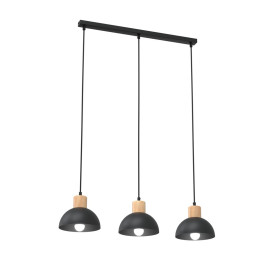 Lampa wisząca metalowa z drewnem Seco III 60cm czarna Emibig