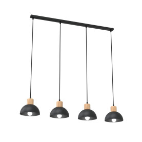 Lampa wisząca metalowa z drewnem Seco IV 90cm czarna Emibig