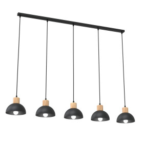 Lampa wisząca metalowa z drewnem Seco V 116cm czarna Emibig