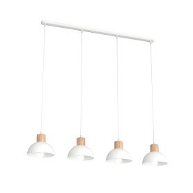 Lampa wisząca metalowa z drewnem Seco IV 90cm biała Emibig