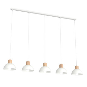 Lampa wisząca metalowa z drewnem Seco V 116cm biała Emibig