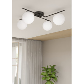 Plafon szklane kule ryflowane Vespa IV 72cm opal Emibig