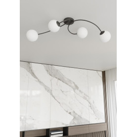 Plafon szklany kule Vibra IV 110cm opal / czarny Emibig