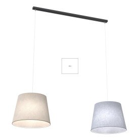 Lampa wisząca z 2 abażurami Epoca 90cm beżowo-szara Emibig