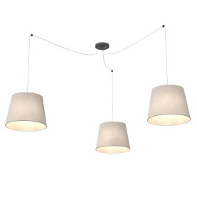 Lampa wisząca pająk z 3 abażurami Ascot beżowa Emibig
