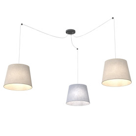 Lampa wisząca pająk z 3 abażurami Ascot szary / beż Emibig