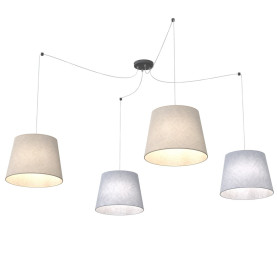 Lampa wisząca pająk z 4 abażurami Ascot szary / beż Emibig