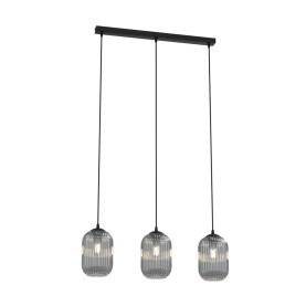 Lampa wisząca szkło ryflowane Verdi III 60cm grafit lustrzany Emibig