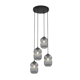 Lampa wisząca szkło ryflowane Verdi IV Prem 30cm grafit lustrzany Emibig