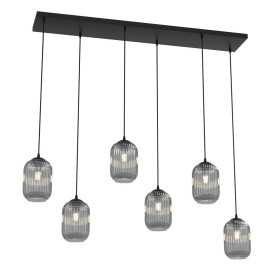 Lampa wisząca szkło ryflowane Verdi VI 115cm grafit lustrzany Emibig