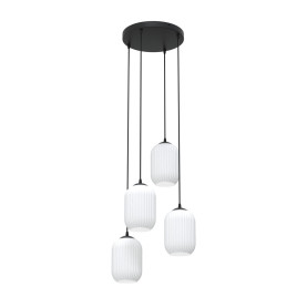 Lampa wisząca szkło ryflowane Verdi IV Prem 30cm opal Emibig