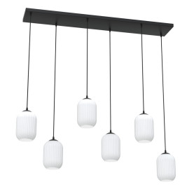 Lampa wisząca szkło ryflowane Verdi VI 115cm opal Emibig