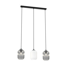 Lampa wisząca szkło ryflowane Verdi III 60cm grafit lustrzany / opal Emibig