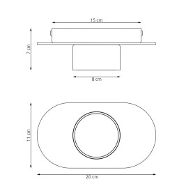 Plafon owalny Diaz sklejka / czarny Emibig 2