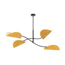 Lampa sufitowa welurowa 4 punktowa Lotus musztardowy / czarny Emibig