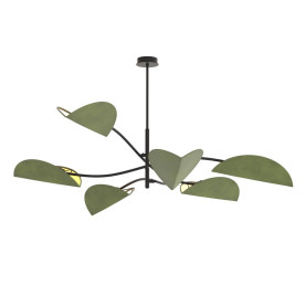 Lampa sufitowa welurowa 6 punktowa Lotus zielony / czarny Emibig
