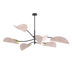 Lampa sufitowa welurowa 6 punktowa Lotus szary / czarny Emibig