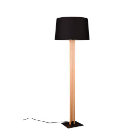 Lampa podłogowa z abażurem nowoczesna Rahul 150cm czarny / drewno Trio