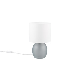 Lampa szklana na stolik nocny z abażurem Vela biały / szary Trio
