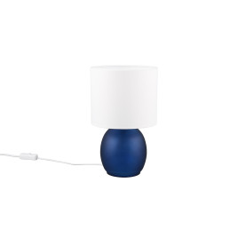 Lampa szklana na stolik nocny z abażurem Vela biały / niebieski Trio
