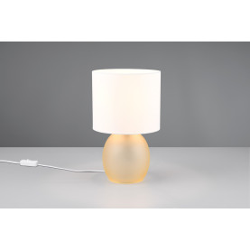 Lampa szklana na stolik nocny z abażurem Vela biały / bursztynowy Trio
