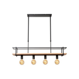 Lampa wisząca z półką Milonga 100cm czarny / drewno Lucide